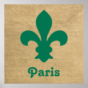 Green Parisian Moods Fleur de Lys Poster