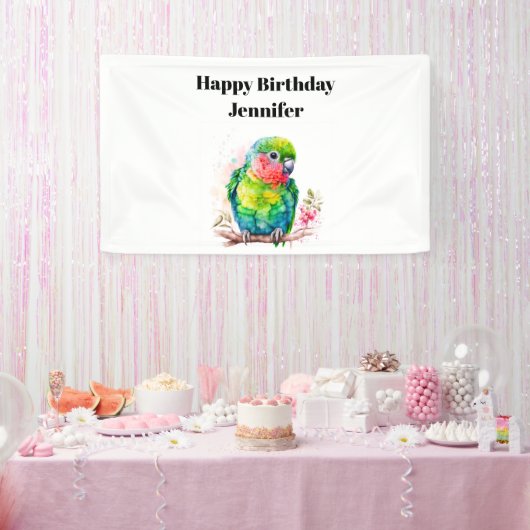 Green Parrot - Niedlicher Baby Bird Birthday Banner (Party)