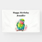 Green Parrot - Niedlicher Baby Bird Birthday Banner (Horizontal)