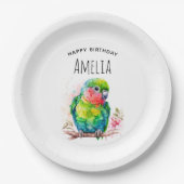 Green Parrot - Niedlicher Baby Bird Birthday Pappteller (Vorderseite)