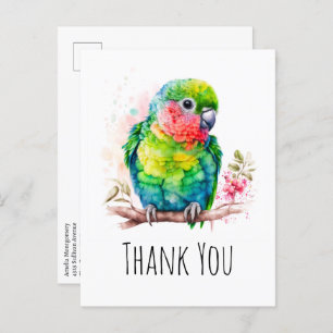 Green Parrot - Niedlicher Baby Bird Vielen Dank Postkarte