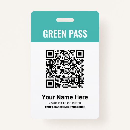 Green Pass-Impfzertifikat PVC Türkis Ausweis (Vorderseite)