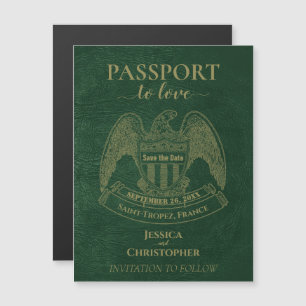 Green Passport-Hochzeit in Urlaubsort Save the Dat Magneteinladung