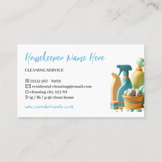 Green Pastel Cartoon man Cleaning Visitenkarte (Rückseite)