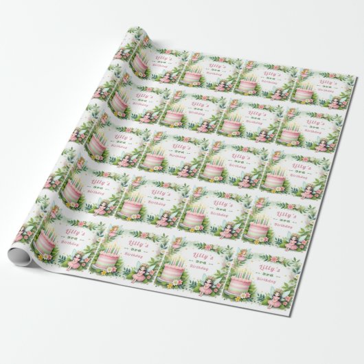 Green Pastel Fairy Birthday - Geschenkpapier (Ungerollt)
