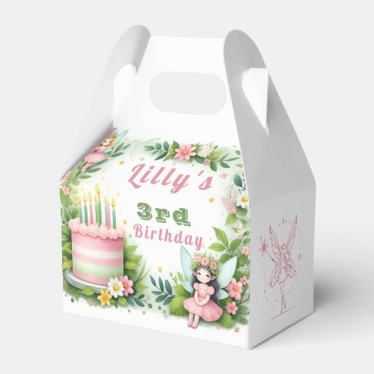 Green Pastel Fairy Birthday - Geschenkschachtel (Vorderseite)
