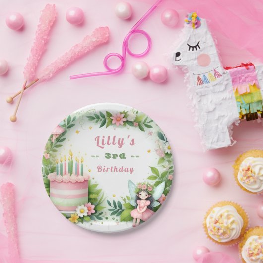Green Pastel Fairy Birthday - Pappteller (Party)
