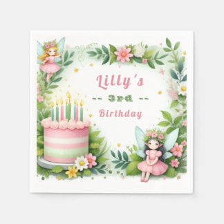 Green Pastel Fairy Birthday - Serviette