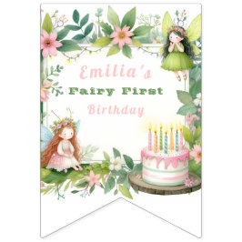 Green Pastel Fairy Erster Geburtstag - Wimpelkette