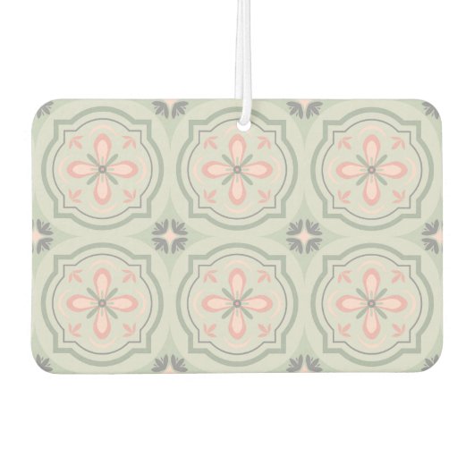 Green Pastel Floral Tiles Autolufterfrischer (Vorderseite)
