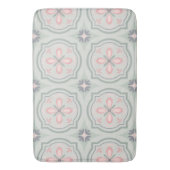 Green Pastel Floral Tiles Badematte (Vorderseite Vertikal)