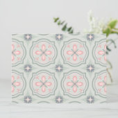 Green Pastel Floral Tiles Karte (Stehend Vorderseite)