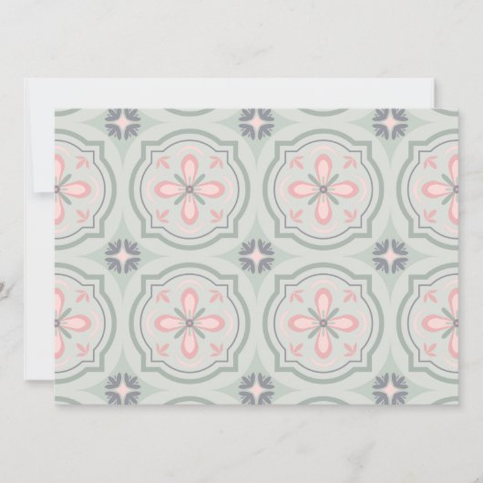 Green Pastel Floral Tiles Karte (Vorderseite)
