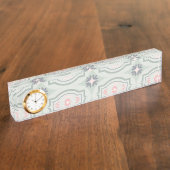 Green Pastel Floral Tiles Namensplakette (Seite)