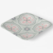 Green Pastel Floral Tiles Pappteller (Gewinkelt)