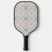 Green Pastel Floral Tiles Pickleball Schläger (Rückseite)
