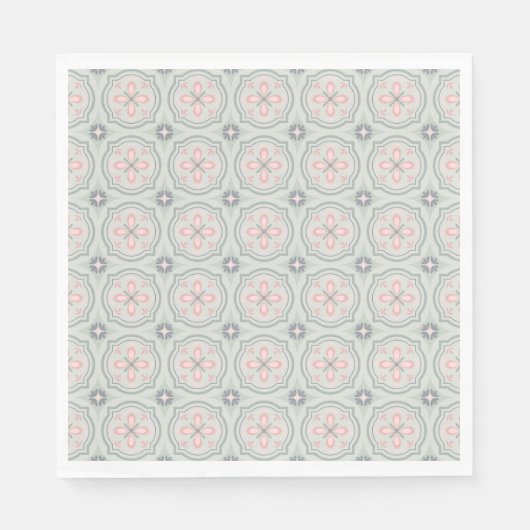 Green Pastel Floral Tiles Serviette (Vorderseite)