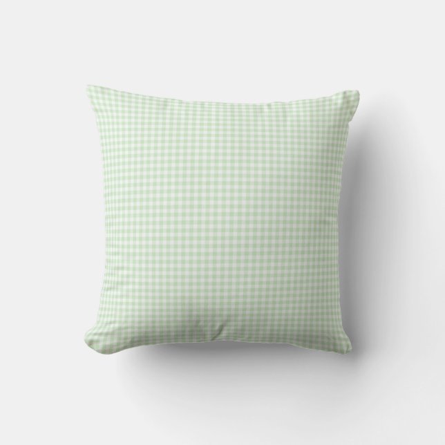 Green Pastel Gingham Karo Throw Kissen (Vorderseite)