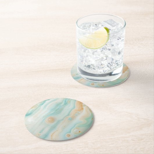 Green Pastel Marble Muster Runder Pappuntersetzer (Vor Ort)