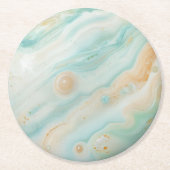 Green Pastel Marble Muster Runder Pappuntersetzer (Vorderseite)