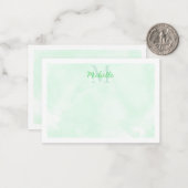 Green Pastel Watercolor All Occasion Monogram Mitteilungskarte (Vorderseite/Rückseite Beispiel)
