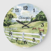 Green Pastures Ranch Pferde Große Wanduhr (Vorderseite)