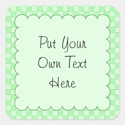 Green Patchwork Muster Quadratischer Aufkleber (Vorderseite)