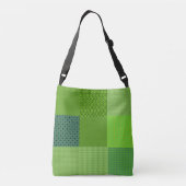 Green Patchwork Quadrate Motif Mandala Muster Tragetaschen Mit Langen Trägern (Rückseite)