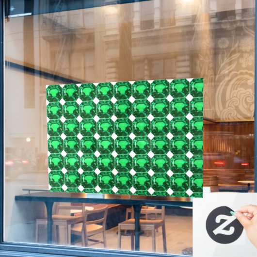 Green Pattern Emerald Fensteraufkleber (Café-Fenster)