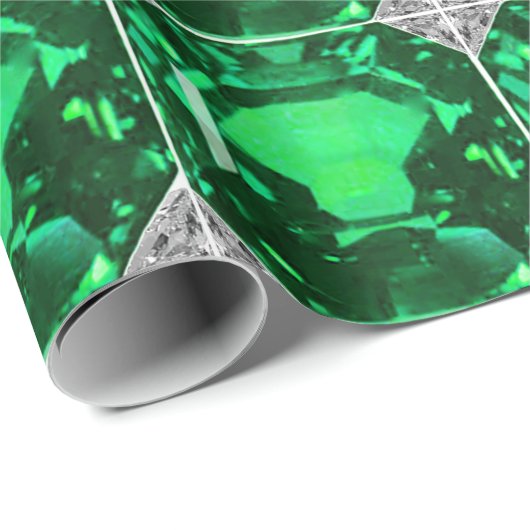 Green Pattern Emerald Geschenkpapier (Rolleneckpunkt)