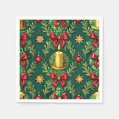 Green Pattern Gold Candle Poinsettia Flower Serviette (Vorderseite)