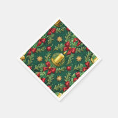 Green Pattern Gold Candle Poinsettia Flower Serviette (Ecke)