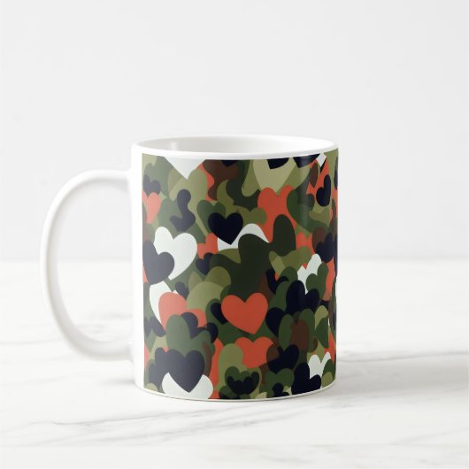 Green Pattern Heart Camouflage Kaffeetasse (Links)