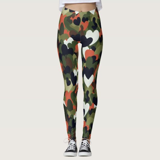 Green Pattern Heart Camouflage Leggings (Vorderseite)