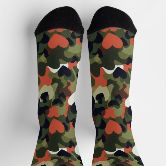 Green Pattern Heart Camouflage Socken (Oben)