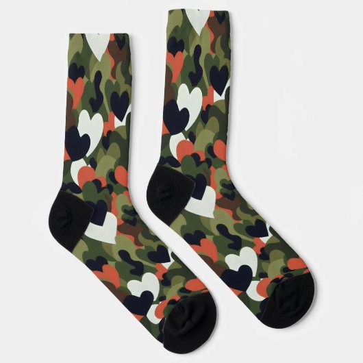 Green Pattern Heart Camouflage Socken (Rechts)