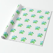 Green Paw druckt Cat Dog Watercolor Footprint Geschenkpapier (Ungerollt)
