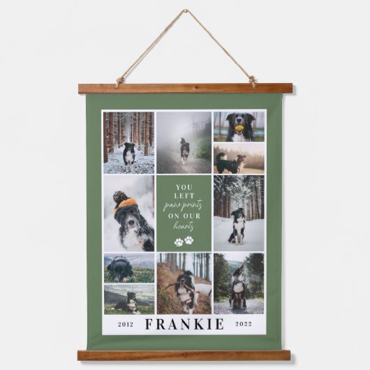 Green Paw druckt unsere Memorial Collage für Herzk Wandteppich Mit Holzrahmen (Vorderseite)