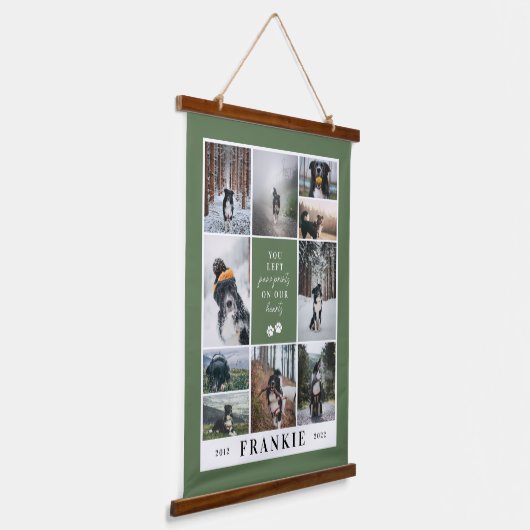 Green Paw druckt unsere Memorial Collage für Herzk Wandteppich Mit Holzrahmen (Gewinkelt)