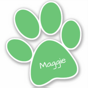 Green Paw Print Custom Cut Vinyl Sticker