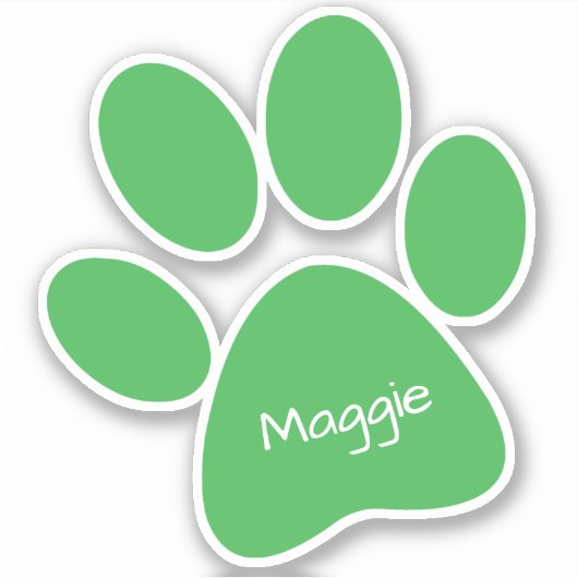 Green Paw Print Custom Cut Vinyl Sticker (Vorderseite)