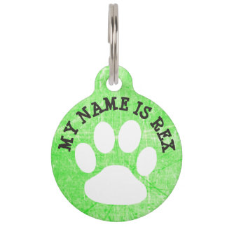 Green Paw Print Dog Name Tag und Telefonnummer Haustiermarke