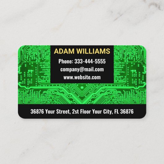 Green PCB Circuit Board (Electronics Engineer) Visitenkarte (Rückseite)