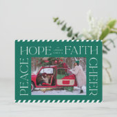 Green Peace Hope Faith Fest Weihnachten Foto (Stehend Vorderseite)