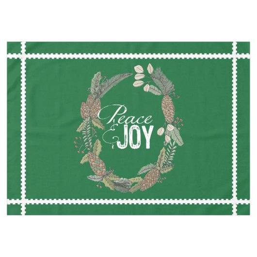 Green Peace Joy Evergreen Cones Wreath Tablecloth Tischdecke (Vorderseite (Horizontal))