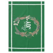 Green Peace Joy Evergreen Cones Wreath Tablecloth Tischdecke (Vorderseite)