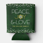 Green Peace Joy Liebe Weihnachten Moderne Schneefl Dosenkühler (Rückseite)