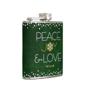 Green Peace Joy Liebe Weihnachten Moderne Schneefl Flachmann (Rechts)