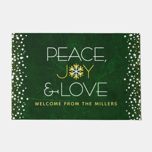 Green Peace Joy Liebe Weihnachten Moderne Schneefl Fußmatte (Vorderseite)