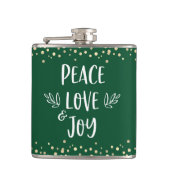 Green Peace Liebe Joy Modern Typografy Gold Dots Flachmann (Vorderseite)